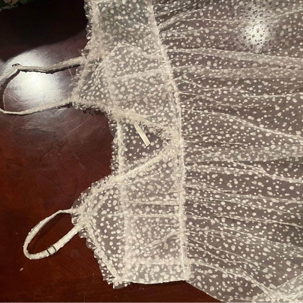 Anthropologie - tulle dress white polka dot